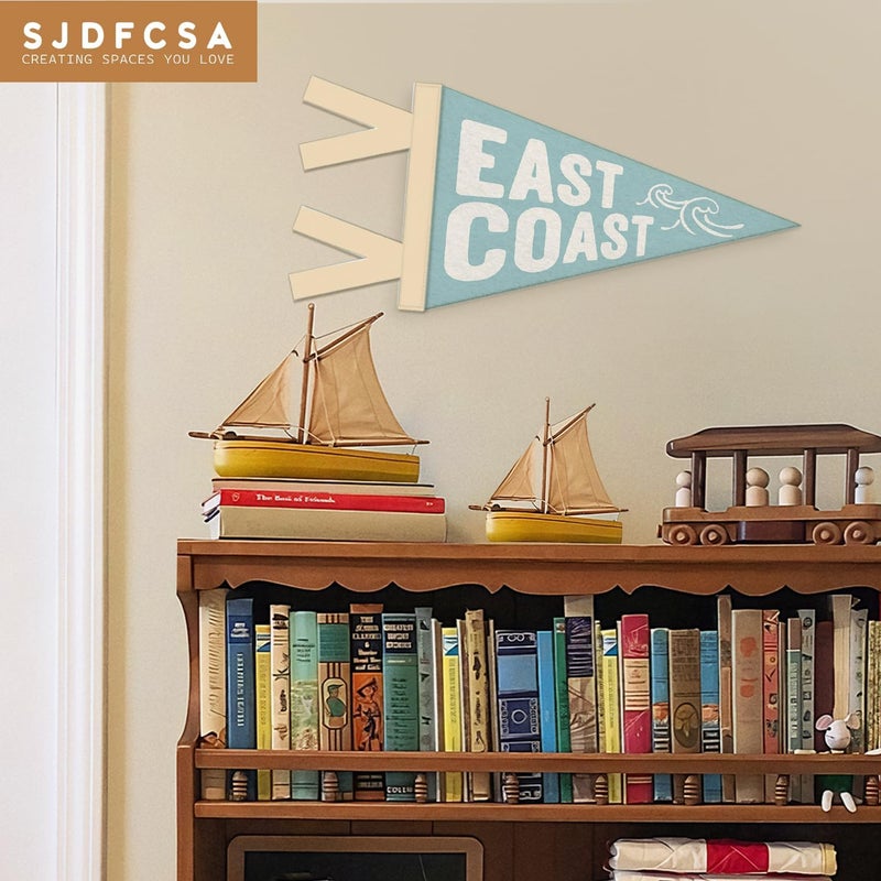 SJDFCSA Coastal Room Decor East Coast Wall Hanging Pennant Flag Felt Banner, Blue Beach Coastal Cowgirl Wall Decorations Granddaughter for Girls Bedroom Dorm Home Decor - Image 4